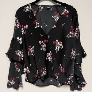 Express Black Floral Blouse